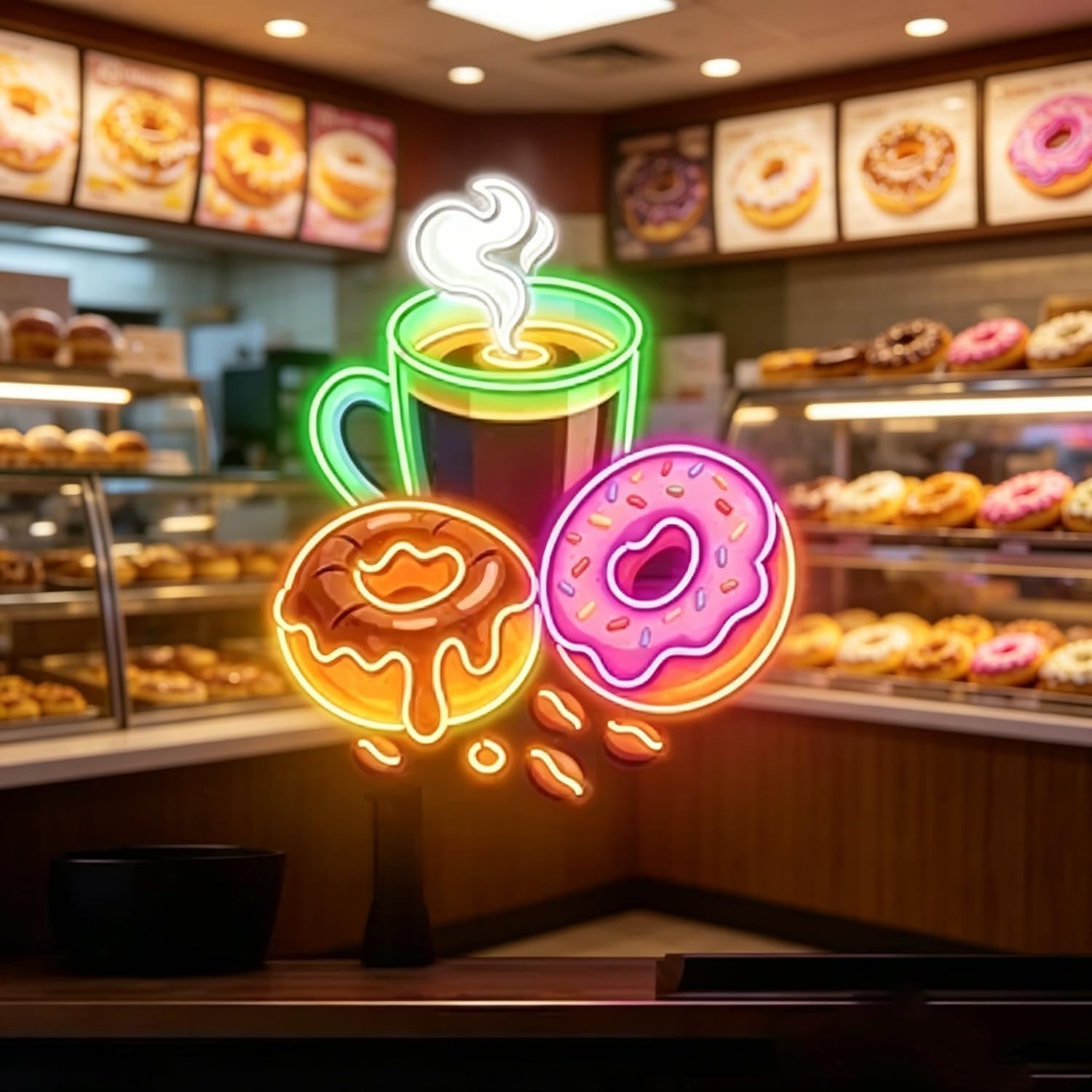 Outdoor Lighting For Store - ドーナツLEDネオンサイン USB電源ネオンライト コーヒーショップ ベーカリー カフェ キッチン