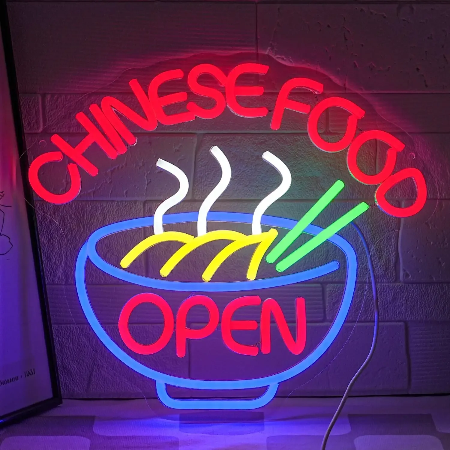 Outdoor Lighting For Store - 中華料理オープンネオンサインラーメン調光可能なLEDネオンライトレストランビジネスストアショップキッチンホームルーム壁装飾用