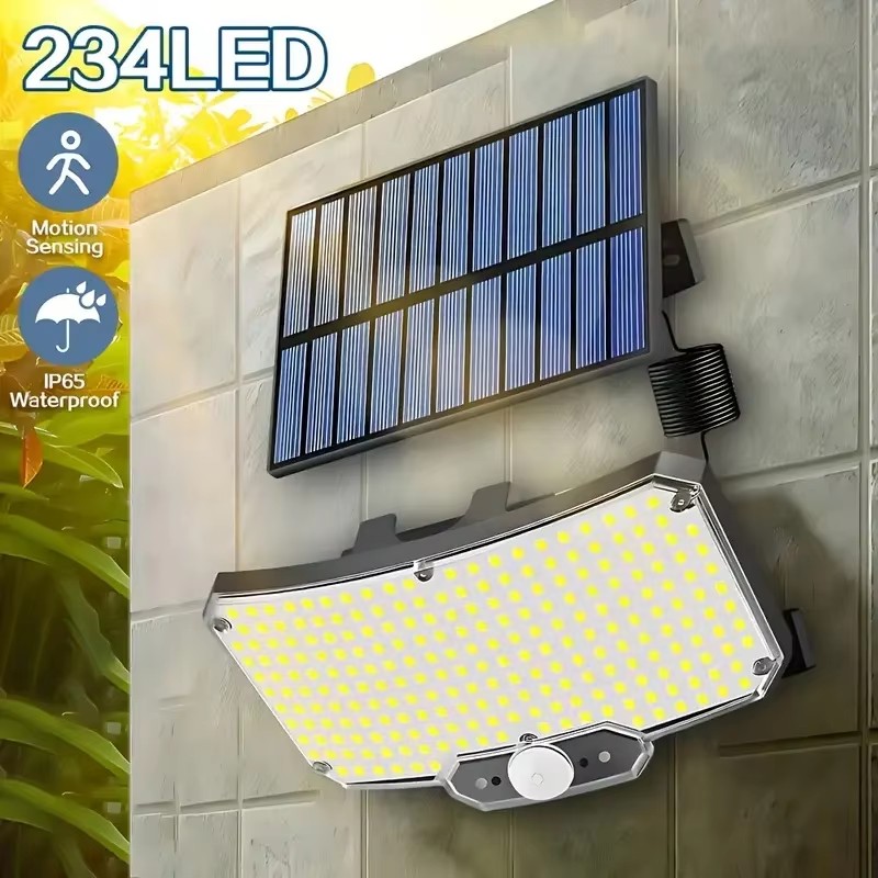 Outdoor Lighting Lamp - 234LED ソーラー屋外ライト モーションセンサー 超高輝度 リモートウォールフラッドランプ セキュリティ防水