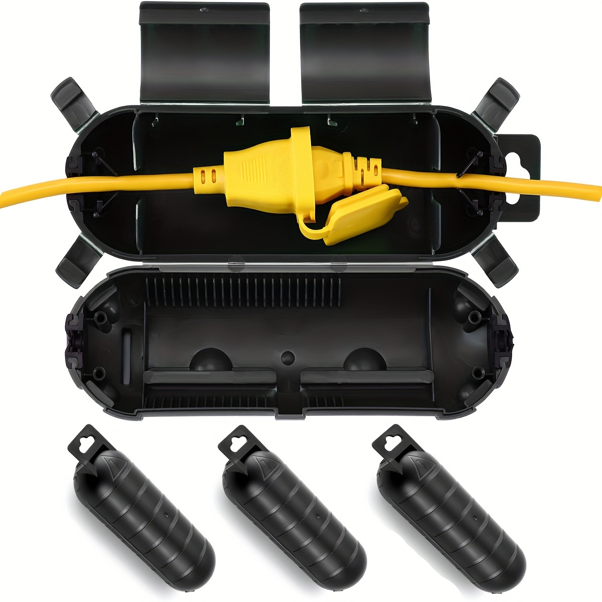 Outdoor Lighting Extension Cable - 延長コードプラグ接続保護安全カバー、防水屋内屋外、ストリングホリデークリスマスライトツールファン