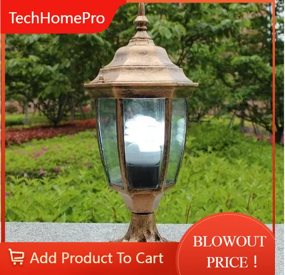 Outdoor Lighting Bronze - TechHPアンティーク真鍮製景観照明 ヴィンテージ クラシカル 屋外IP65 ブロンズ製フェンシングボラードピラーライト ガーデン防水ランプ