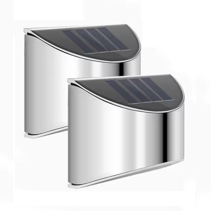 Outdoor Lighting Experts - 2 個ソーラーガーデンライトステンレス鋼中庭壁ランプ防水屋外照明緊急パティオステップガーデンフェンスストリート