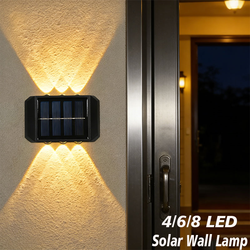 Outdoor Lighting Lux - 4/6/8 LED ソーラー屋外ライトソーラー照明防水ランプ街灯エクステリアガーデン装飾ガーランドソーラーウォールライト