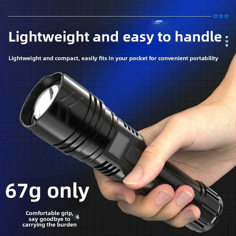 Outdoor Lighting The Range - 1PC 多機能屋外強力ライト LED 長距離伸縮ズーム懐中電灯、プラスチック USB 充電式懐中電灯