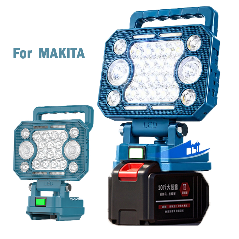 Outdoor Lighting Milwaukee - マキタ用3/4インチLED作業灯、18Vリチウムバッテリー、デュアルUSBポータブルランプ、屋外懐中電灯、緊急灯、バッテリーなし