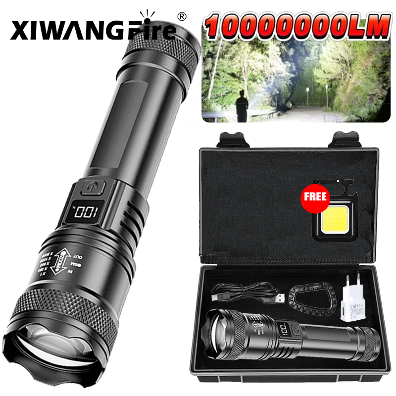 Outdoor Lighting The Range - 超高輝度 LED 懐中電灯 2000LM Type-C 充電式長距離ズーム戦術トーチ屋外緊急キャンプ釣りランタン