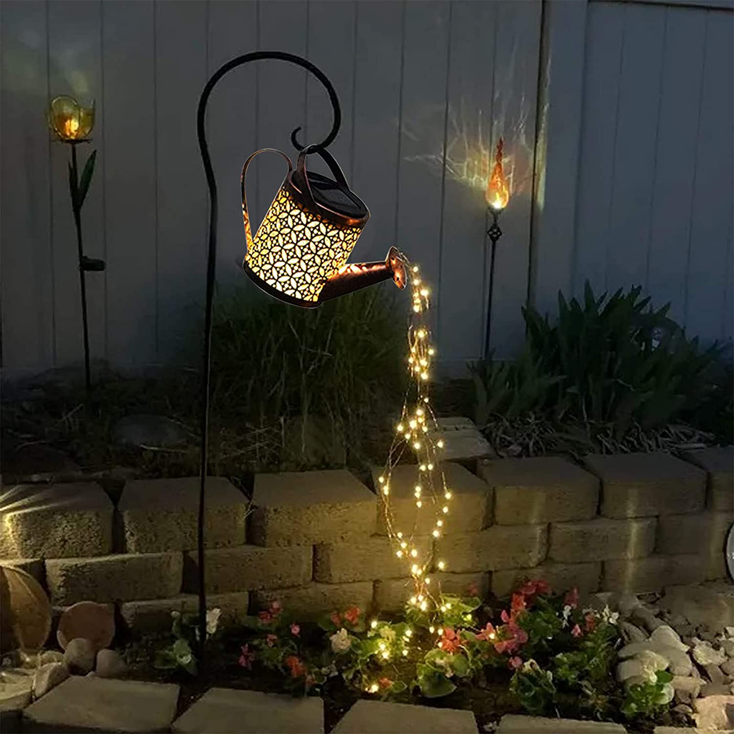 Outdoor Lighting Bronze - ソーラー散水缶ライト吊り下げケトルランタンライト防水ガーデン装飾メタルレトロランプ屋外テーブルパティオ芝生庭用