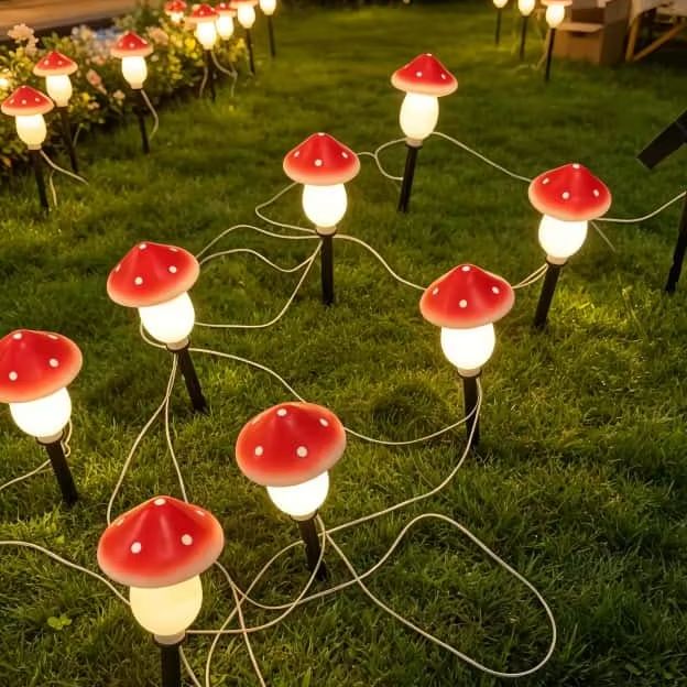 Outdoor Lighting Switch - ソーラーマッシュルームストリングライト 防水屋外ステークライト 庭 芝生 パティオ クリスマス