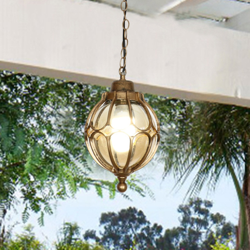 Outdoor Lighting Bronze - ブラック屋外ペンダントライトガラスシェードヴィンテージブロンズエクステリアポーチ吊り提灯ユニークなフロントドア照明器具