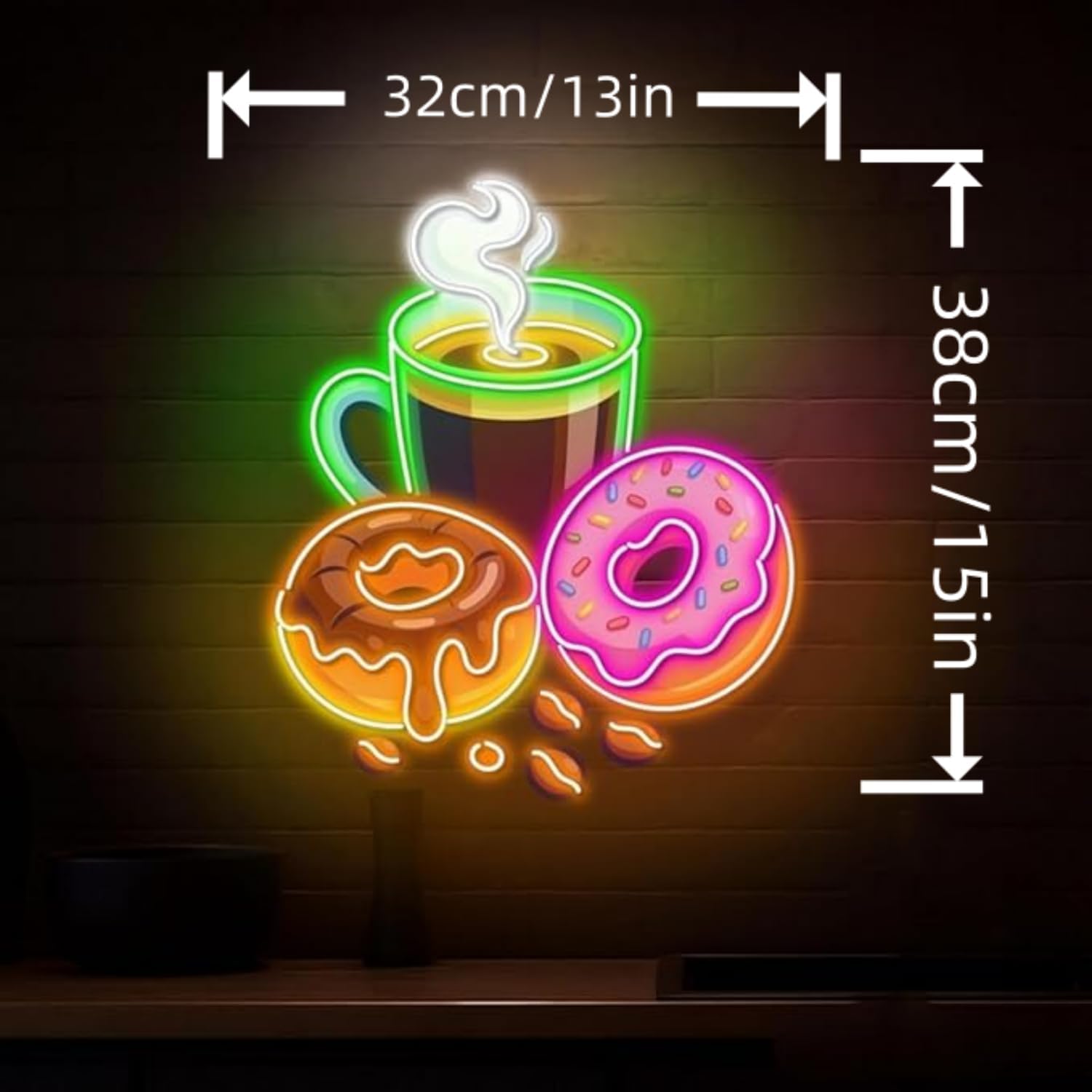 ドーナツLEDネオンサイン USB電源ネオンライト コーヒー - Outdoor Lighting For Store のレビューと価格