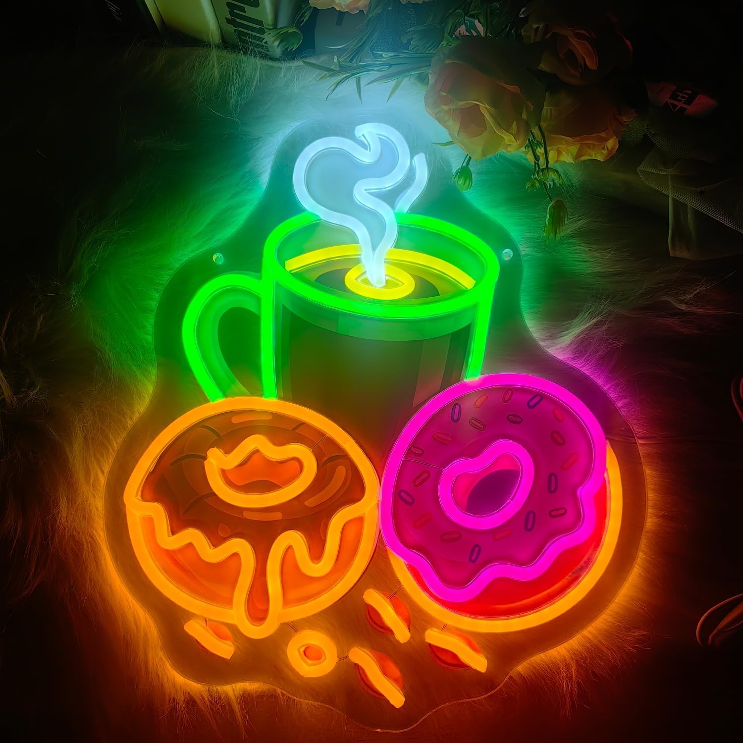 ドーナツLEDネオンサイン USB電源ネオンライト コーヒー - Outdoor Lighting For Store のレビューと価格