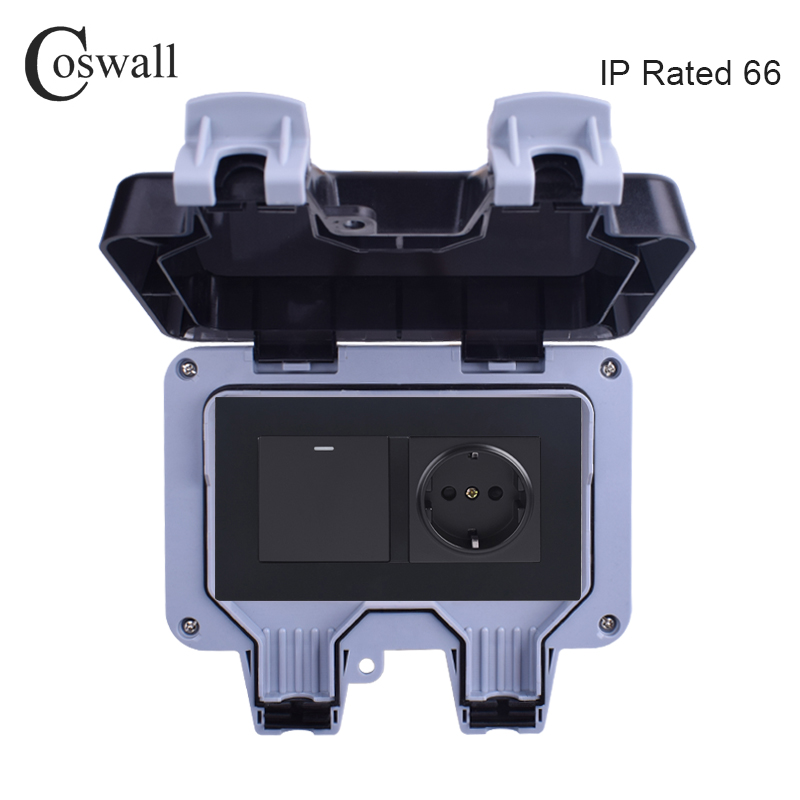 Coswall IP66全天候防水屋外壁電源ソケット16A  - Outdoor Lighting Switch のレビューと価格
