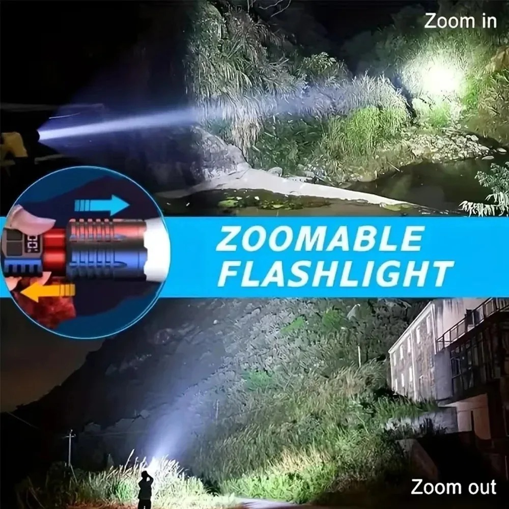 ハイパワー強力ライト LED 懐中電灯 ズーム可能 USB  - Outdoor Lighting The Range のレビューと価格