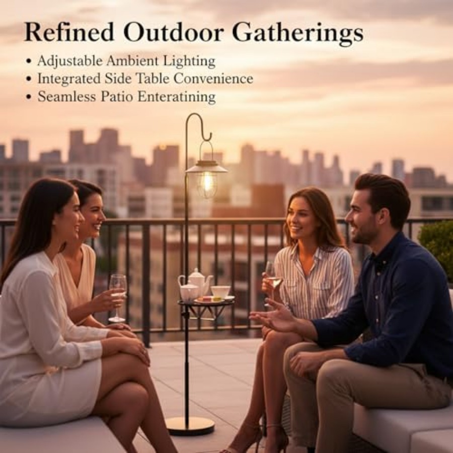 ソーラーフロアランプ（テーブル付き）、60インチ屋外用シェパ - Outdoor Lighting Lamp のレビューと価格