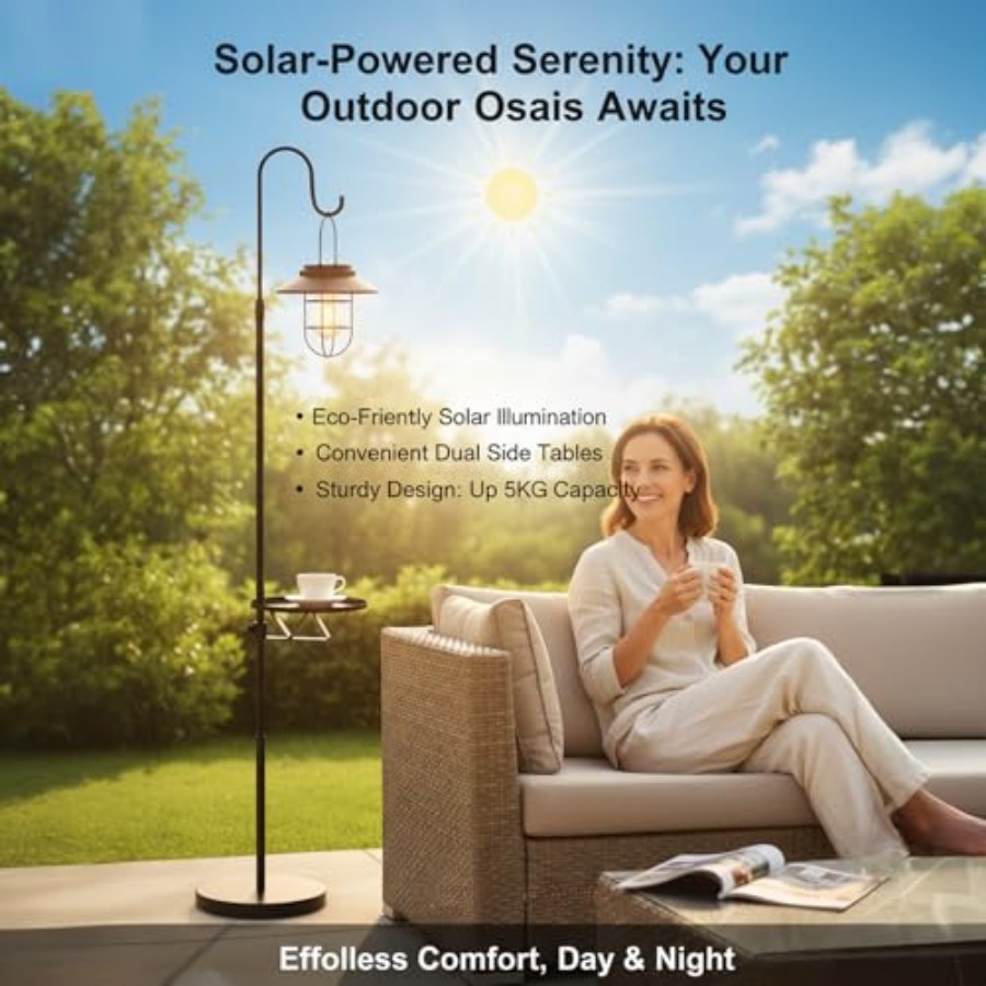 ソーラーフロアランプ（テーブル付き）、60インチ屋外用シェパ - Outdoor Lighting Lamp のレビューと価格