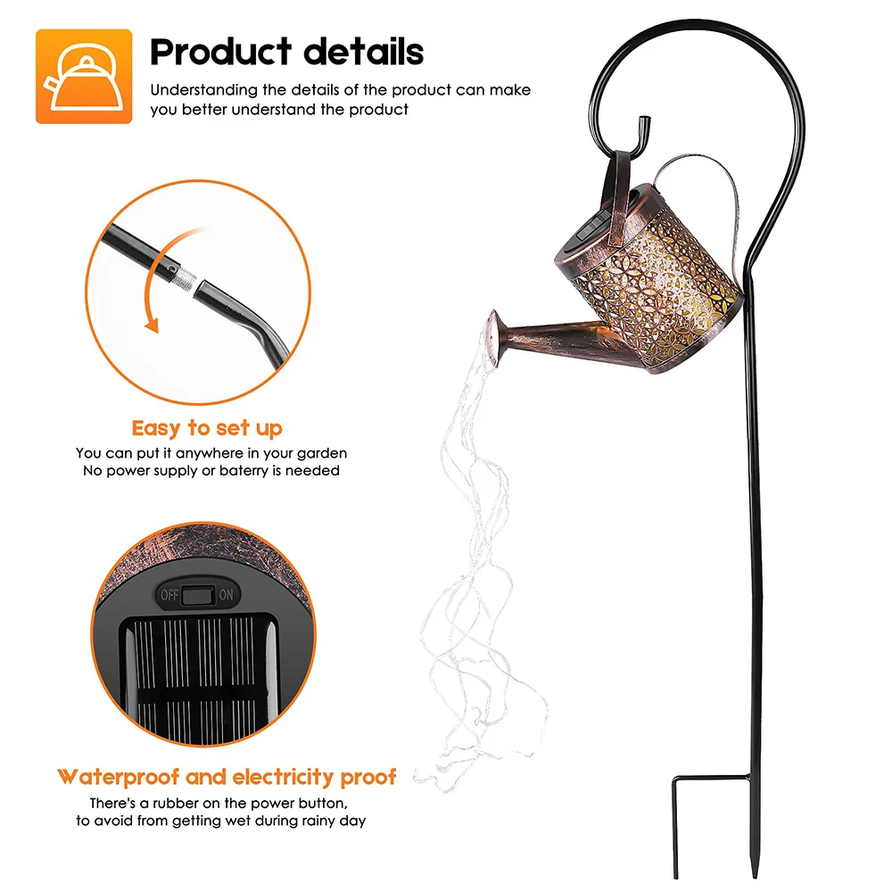 防水ソーラーLED屋外ライト,防水じょうろ,吊り下げられた滝 - Outdoor Lighting Bronze のレビューと価格