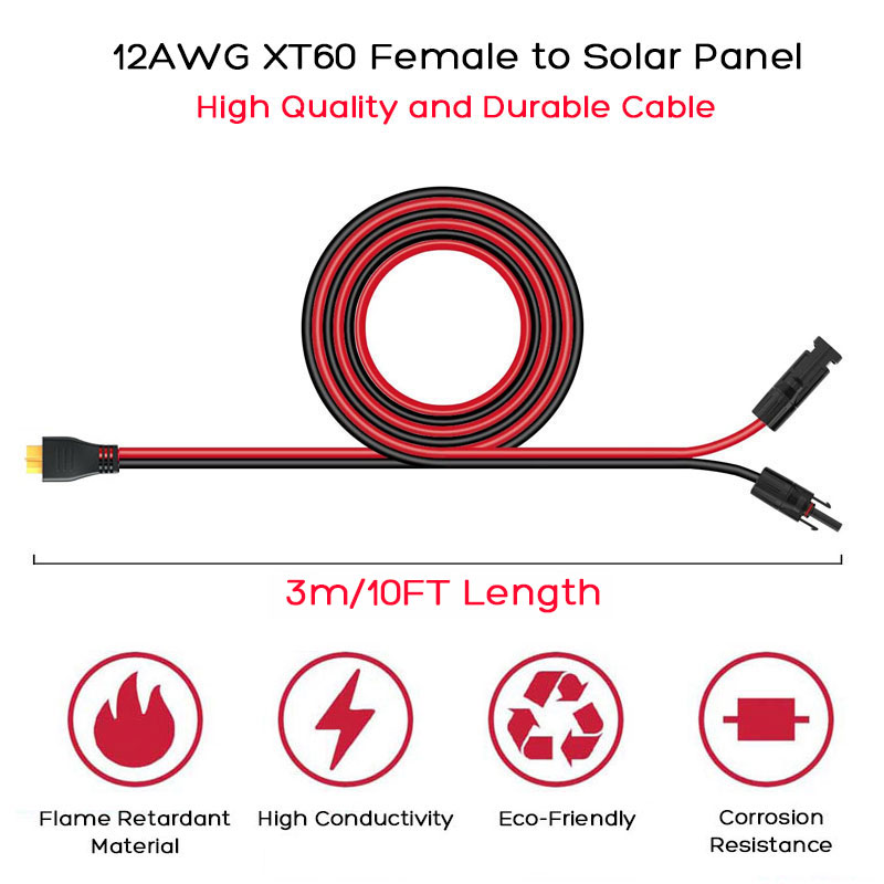 3m 1.5m 12AWG XT60 メスソーラー延長ケーブ - Outdoor Lighting Extension Cable のレビューと価格