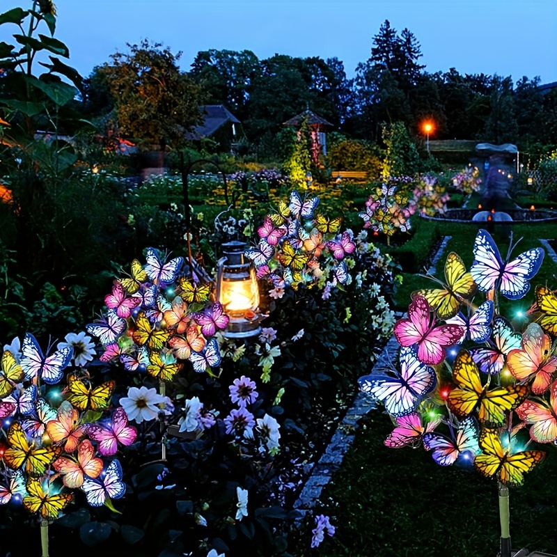 ソーラー LED バタフライガーデンライト防水カラフルな屋外 - Bollard Light Garden のレビューと価格