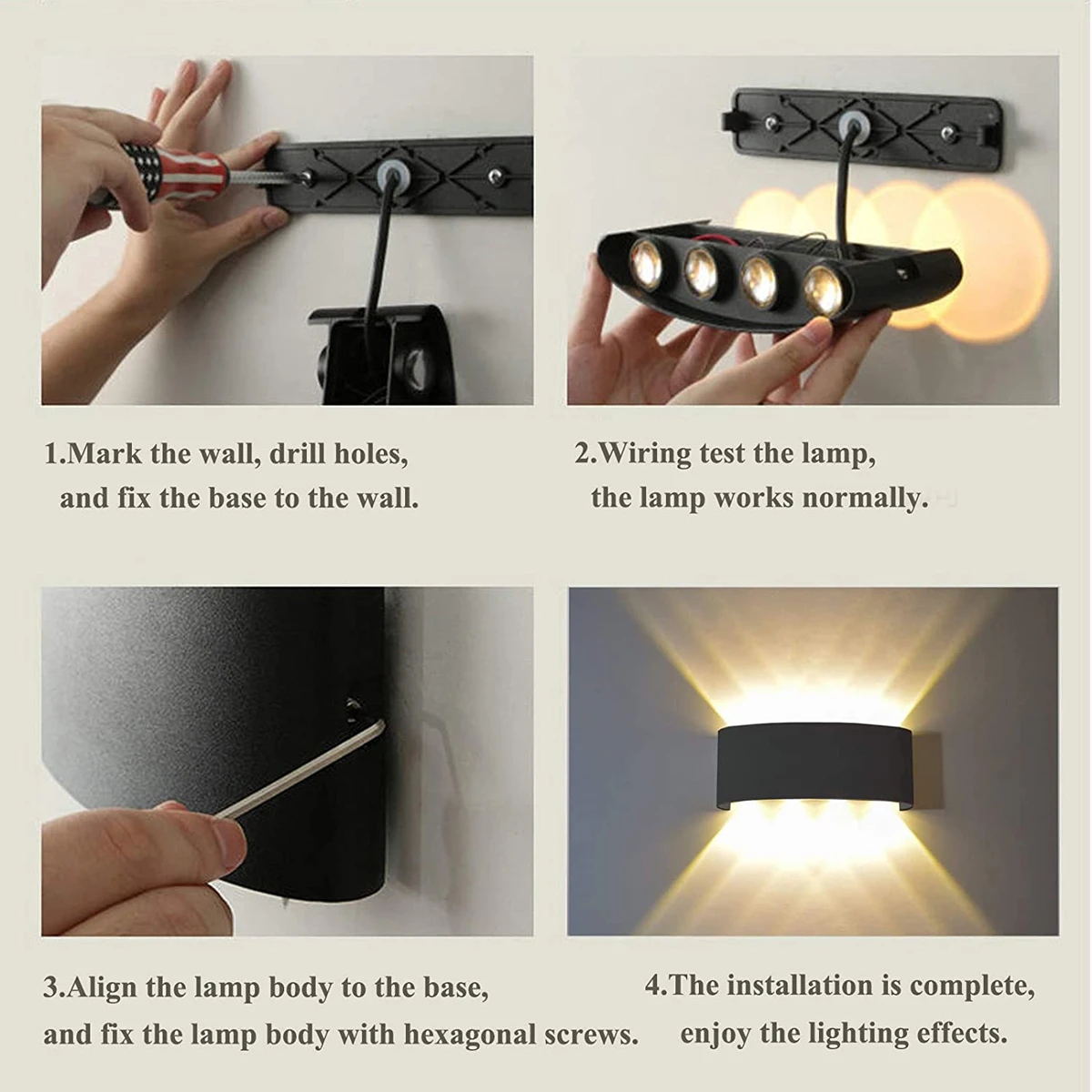 アルミ LED ウォールランプ IP65 屋外防水ガーデンバ - Outdoor Lighting Lux のレビューと価格