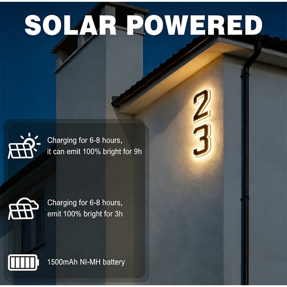 新しいソーラーアドレスサイン LED ハウスナンバーライト防 - Outdoor Lighting Experts のレビューと価格
