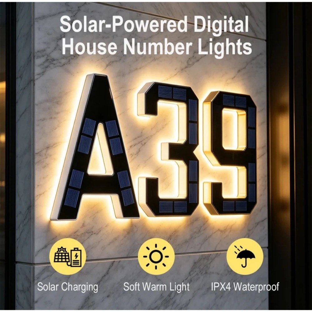 新しいソーラーアドレスサイン LED ハウスナンバーライト防 - Outdoor Lighting Experts のレビューと価格