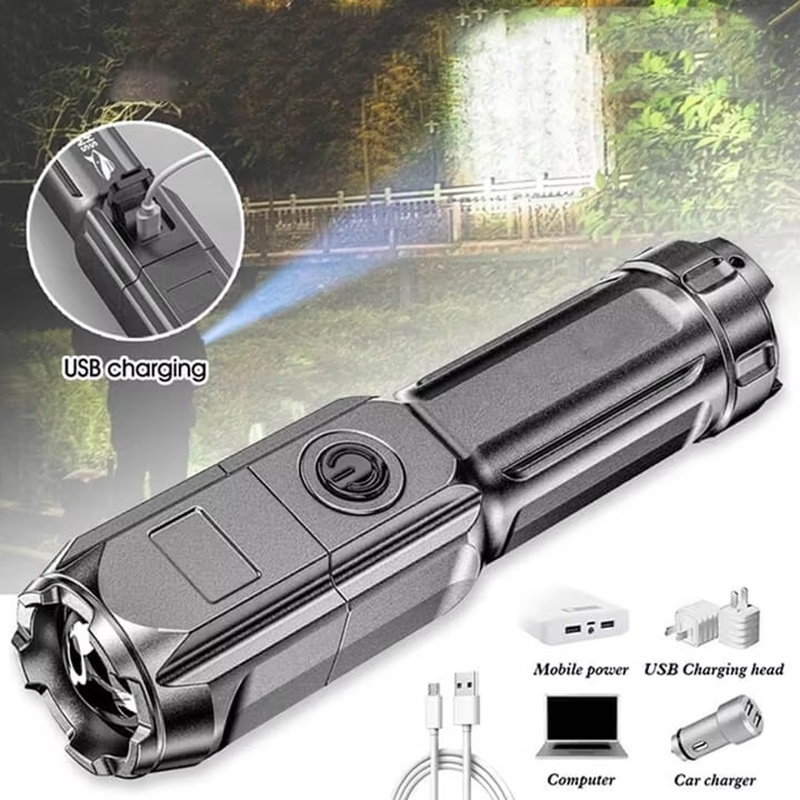 多機能 USB ライト懐中電灯 USB 充電式 LED 長距 - Outdoor Lighting The Range のレビューと価格