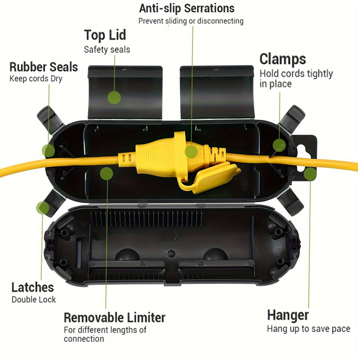 延長コードプラグ接続保護安全カバー、防水屋内屋外、ストリング - Outdoor Lighting Extension Cable のレビューと価格