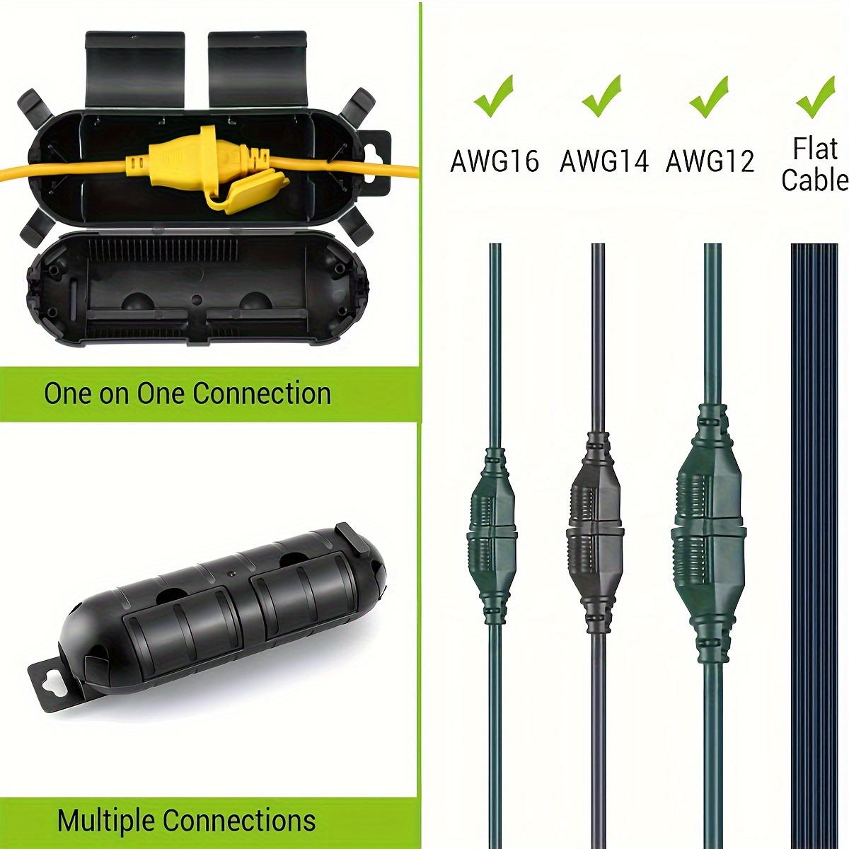 延長コードプラグ接続保護安全カバー、防水屋内屋外、ストリング - Outdoor Lighting Extension Cable のレビューと価格