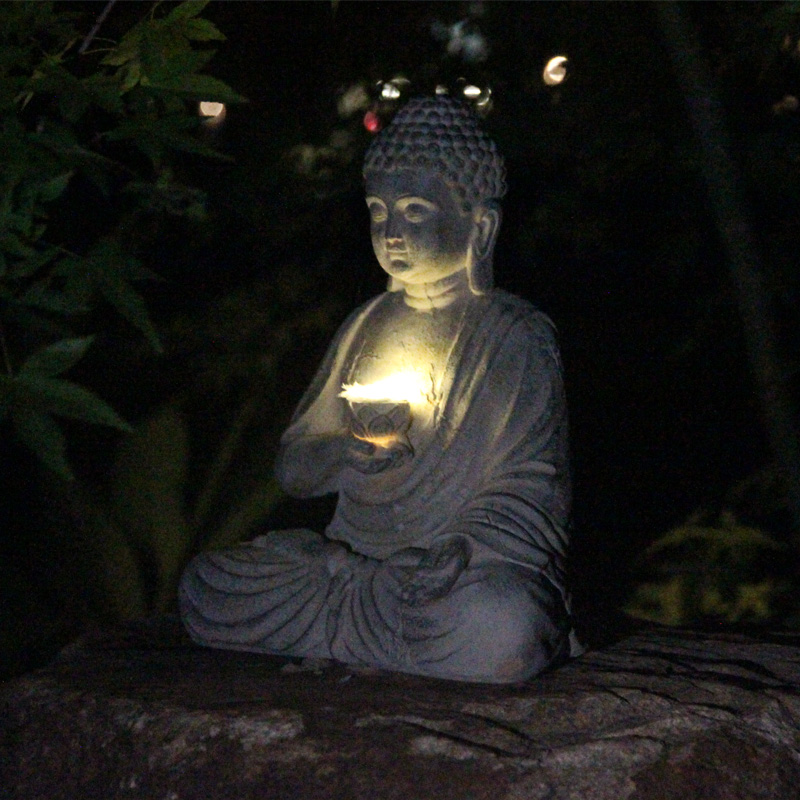 樹脂ソーラー仏像彫刻庭の装飾ライト禅アジアン日本庭園の装飾屋 - Bollard Light Garden のレビューと価格