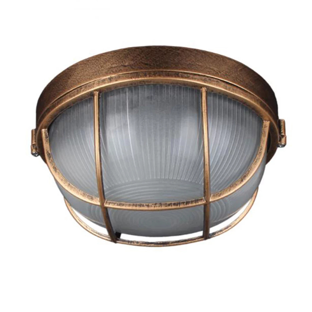 ヴィンテージ屋外シーリングランプ、ブロンズメタルガラス保護庭 - Outdoor Lighting Bronze のレビューと価格