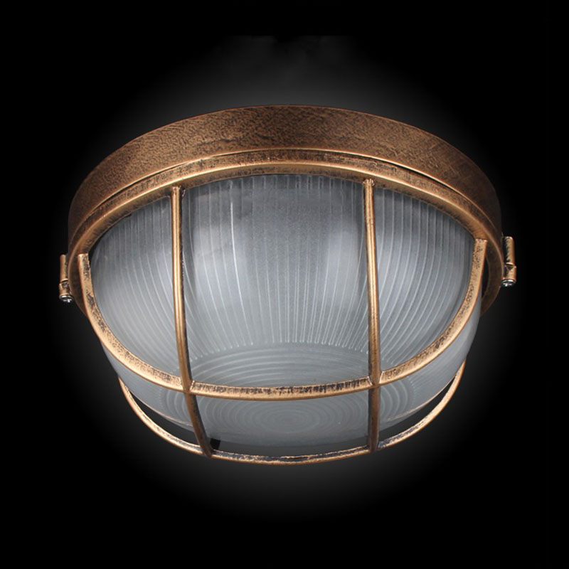 ヴィンテージ屋外シーリングランプ、ブロンズメタルガラス保護庭 - Outdoor Lighting Bronze のレビューと価格