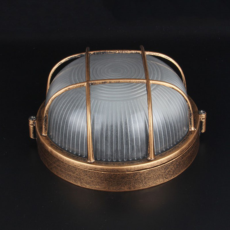 ヴィンテージ屋外シーリングランプ、ブロンズメタルガラス保護庭 - Outdoor Lighting Bronze のレビューと価格