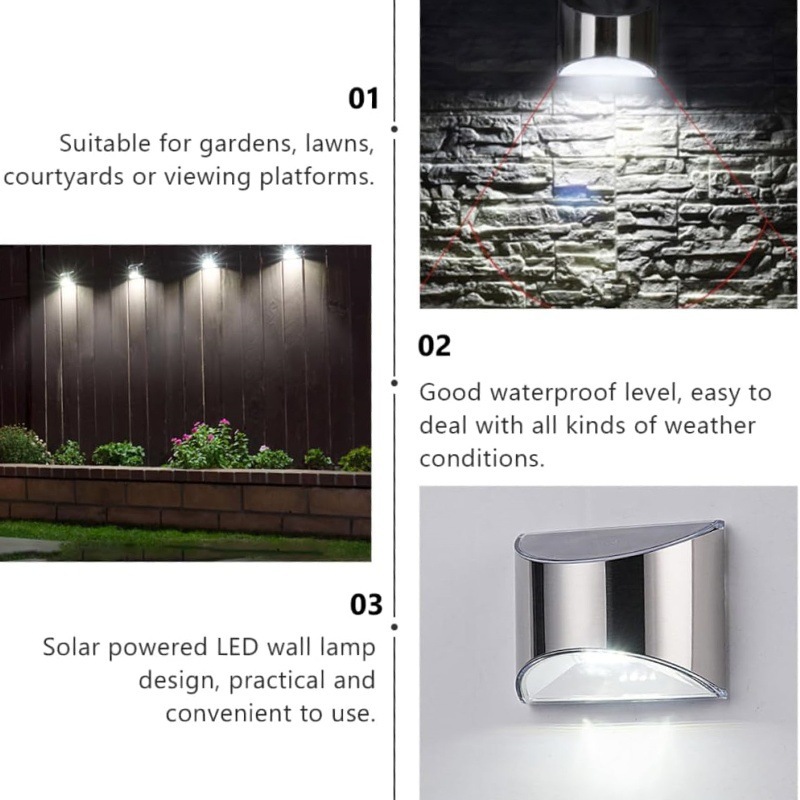 2 個ソーラーガーデンライトステンレス鋼中庭壁ランプ防水屋外 - Outdoor Lighting Experts のレビューと価格