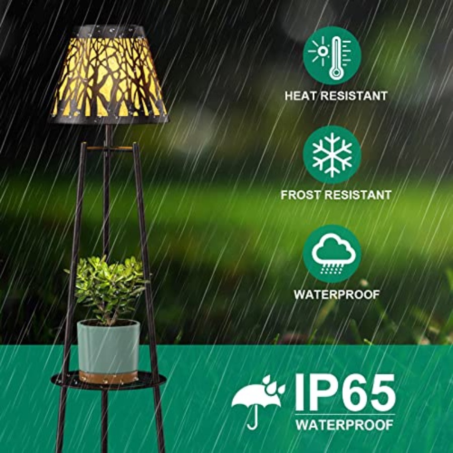 2パック屋外ソーラーフロアランプ、植物スタンド付き、防水メタ - Outdoor Lighting Lamp のレビューと価格