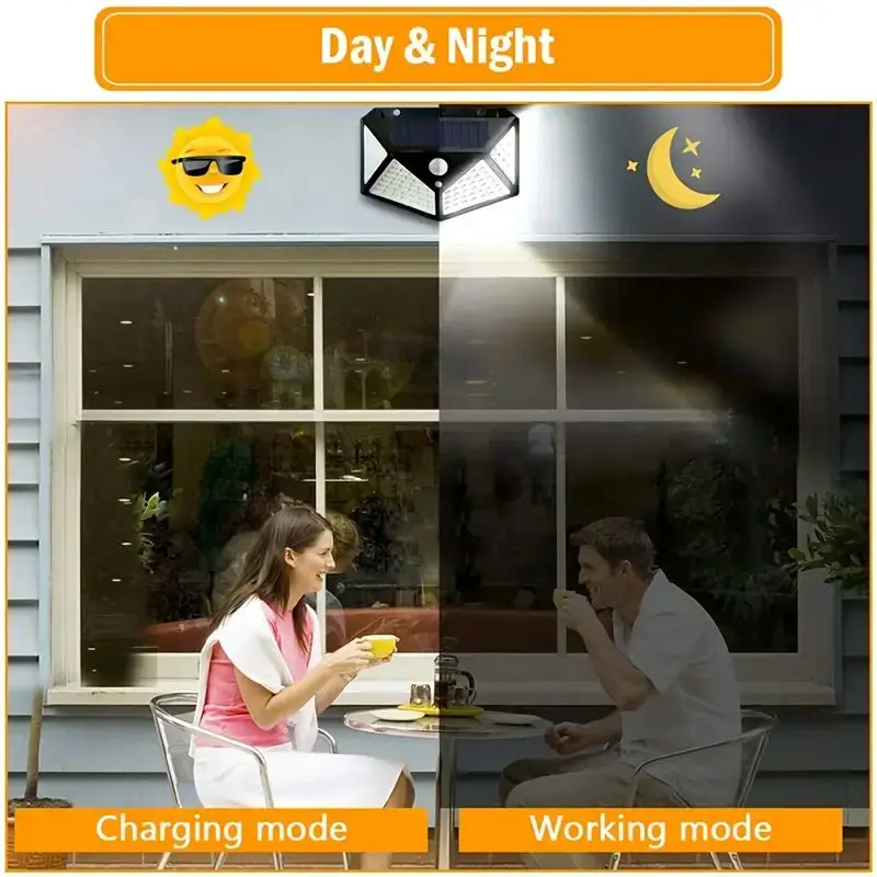 100LED屋外ソーラーガーデンライト、屋外モーションセンサ - Outdoor Lighting Lamp のレビューと価格