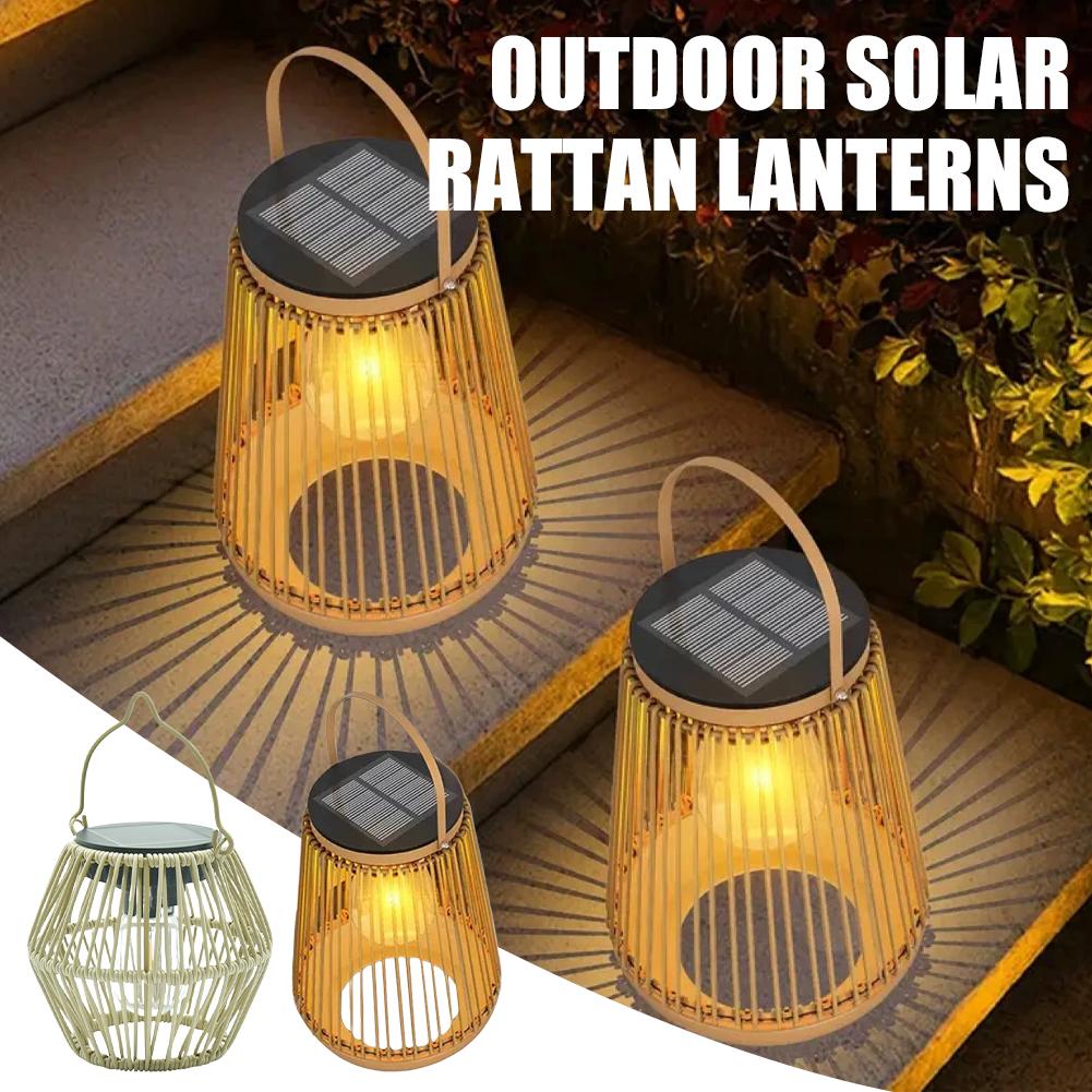 IP65防水ソーラーラタンランタン、吊り下げ式テーブルライト - Outdoor Lighting Lamp のレビューと価格