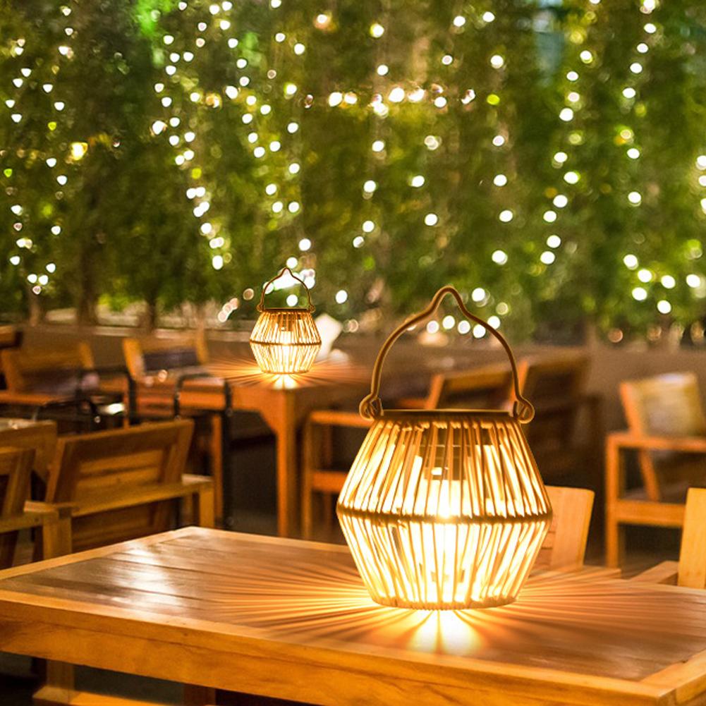 IP65防水ソーラーラタンランタン、吊り下げ式テーブルライト - Outdoor Lighting Lamp のレビューと価格