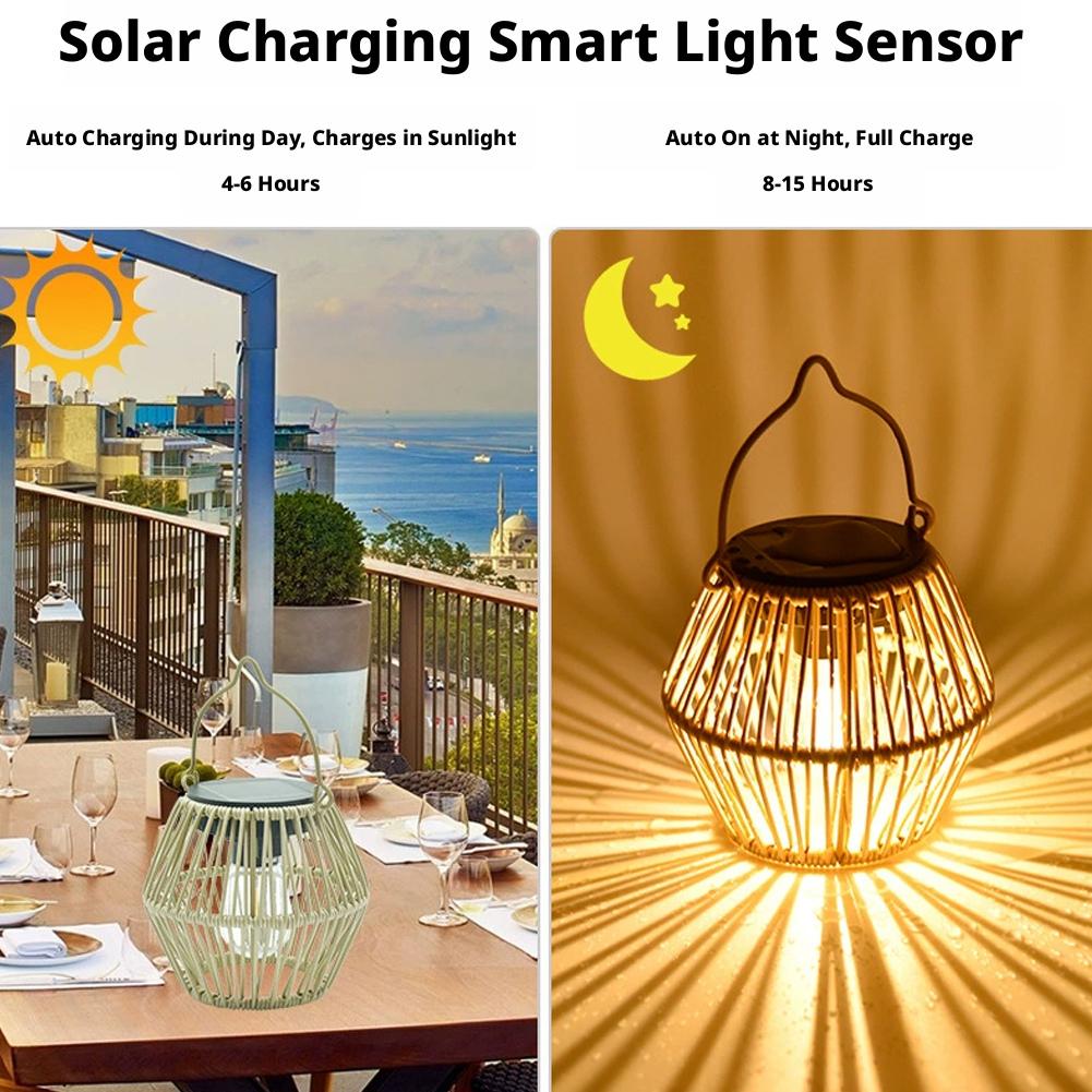 IP65防水ソーラーラタンランタン、吊り下げ式テーブルライト - Outdoor Lighting Lamp のレビューと価格
