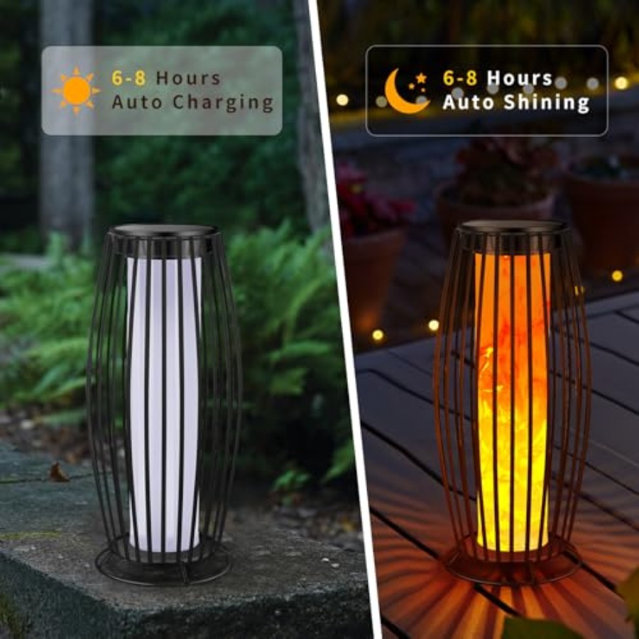 ソーラー屋外フロアランプ ちらつき炎ソーラー屋外ライト ソー - Outdoor Lighting Lamp のレビューと価格