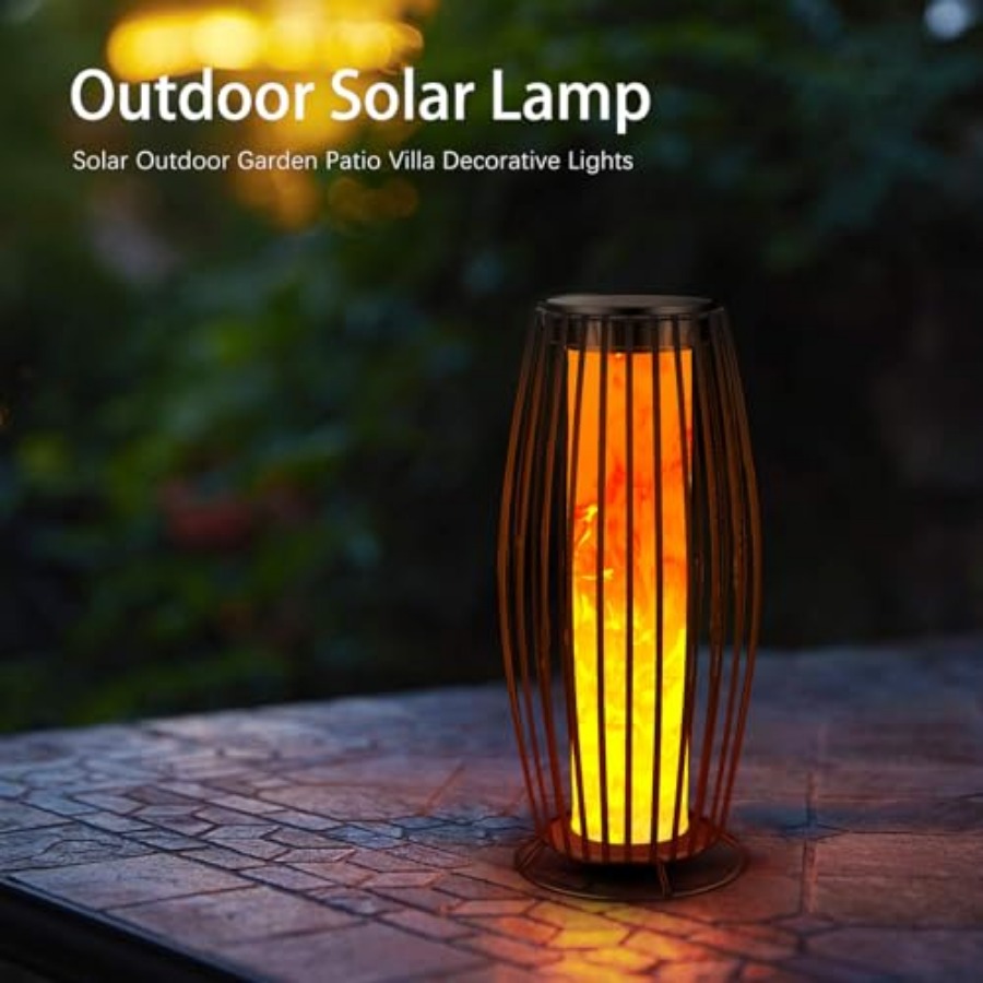 ソーラー屋外フロアランプ ちらつき炎ソーラー屋外ライト ソー - Outdoor Lighting Lamp のレビューと価格