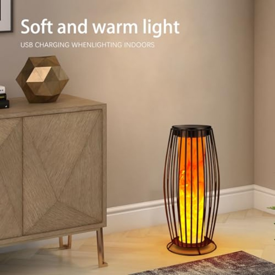 ソーラー屋外フロアランプ ちらつき炎ソーラー屋外ライト ソー - Outdoor Lighting Lamp のレビューと価格