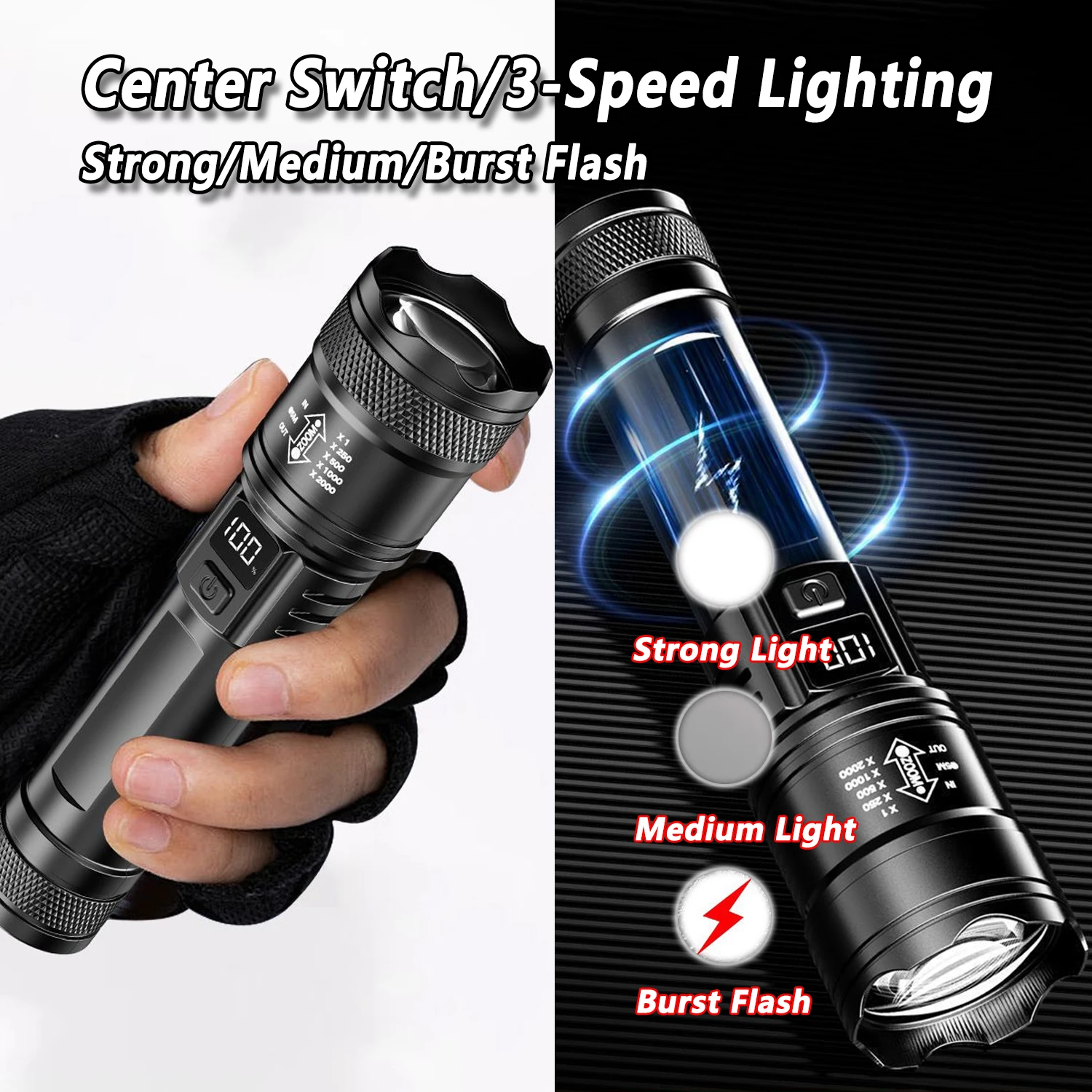 超高輝度 LED 懐中電灯 2000LM Type-C 充電 - Outdoor Lighting The Range のレビューと価格