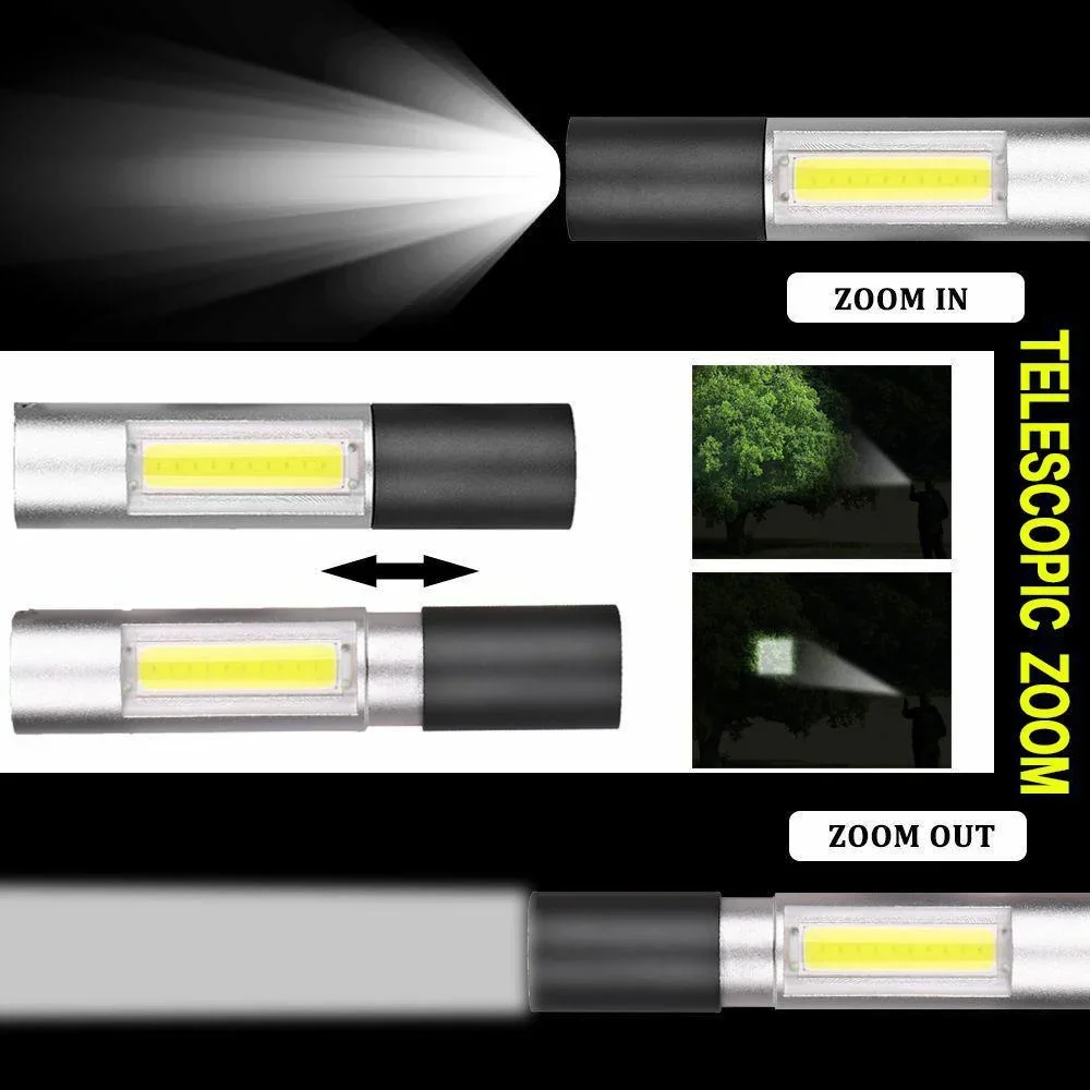 ミニ LED 懐中電灯ズーム可能な USB 充電式防水ランプ - Outdoor Lighting Switch のレビューと価格
