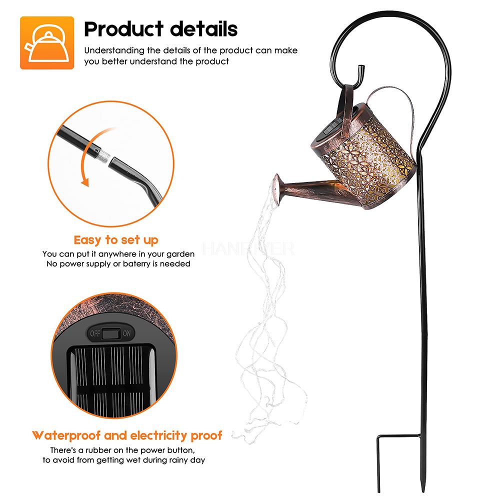 ソーラー散水缶ライト吊り下げケトルランタンライト防水ガーデン - Outdoor Lighting Bronze のレビューと価格