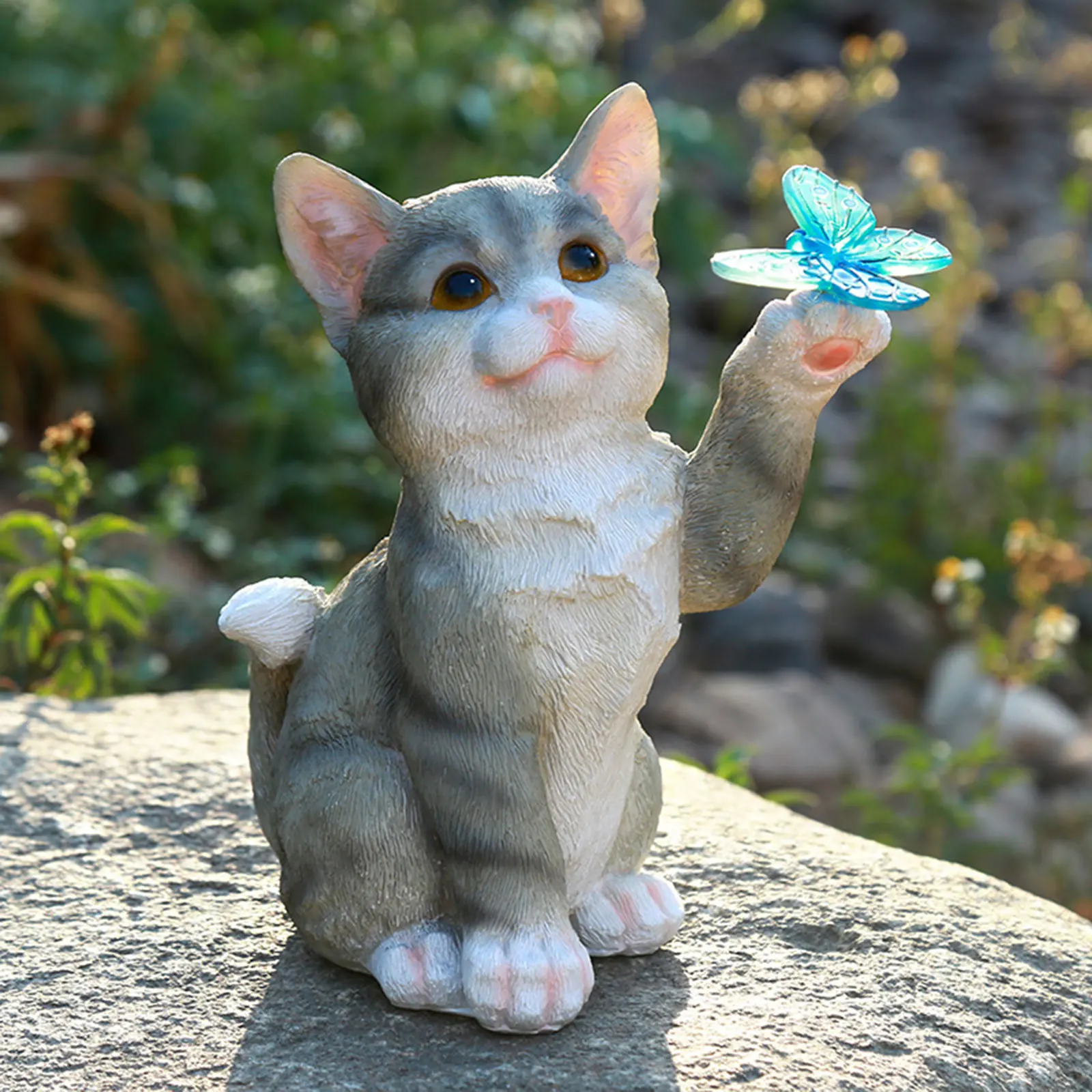 屋外猫彫刻置物ペンダントガーデン LED ソーラーライトかわ - Bollard Light Garden のレビューと価格