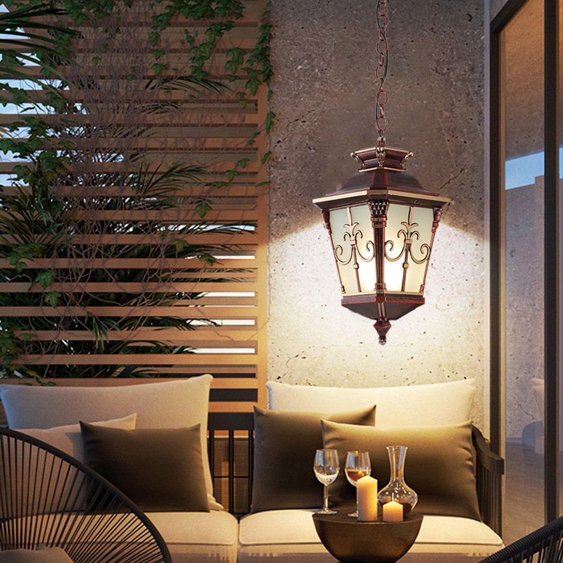 防水屋外ポーチペンダントライトガラスシェード黒外装ペンダント - Outdoor Lighting Bronze のレビューと価格