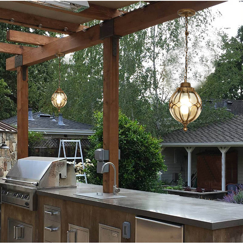 ブラック屋外ペンダントライトガラスシェードヴィンテージブロン - Outdoor Lighting Bronze のレビューと価格